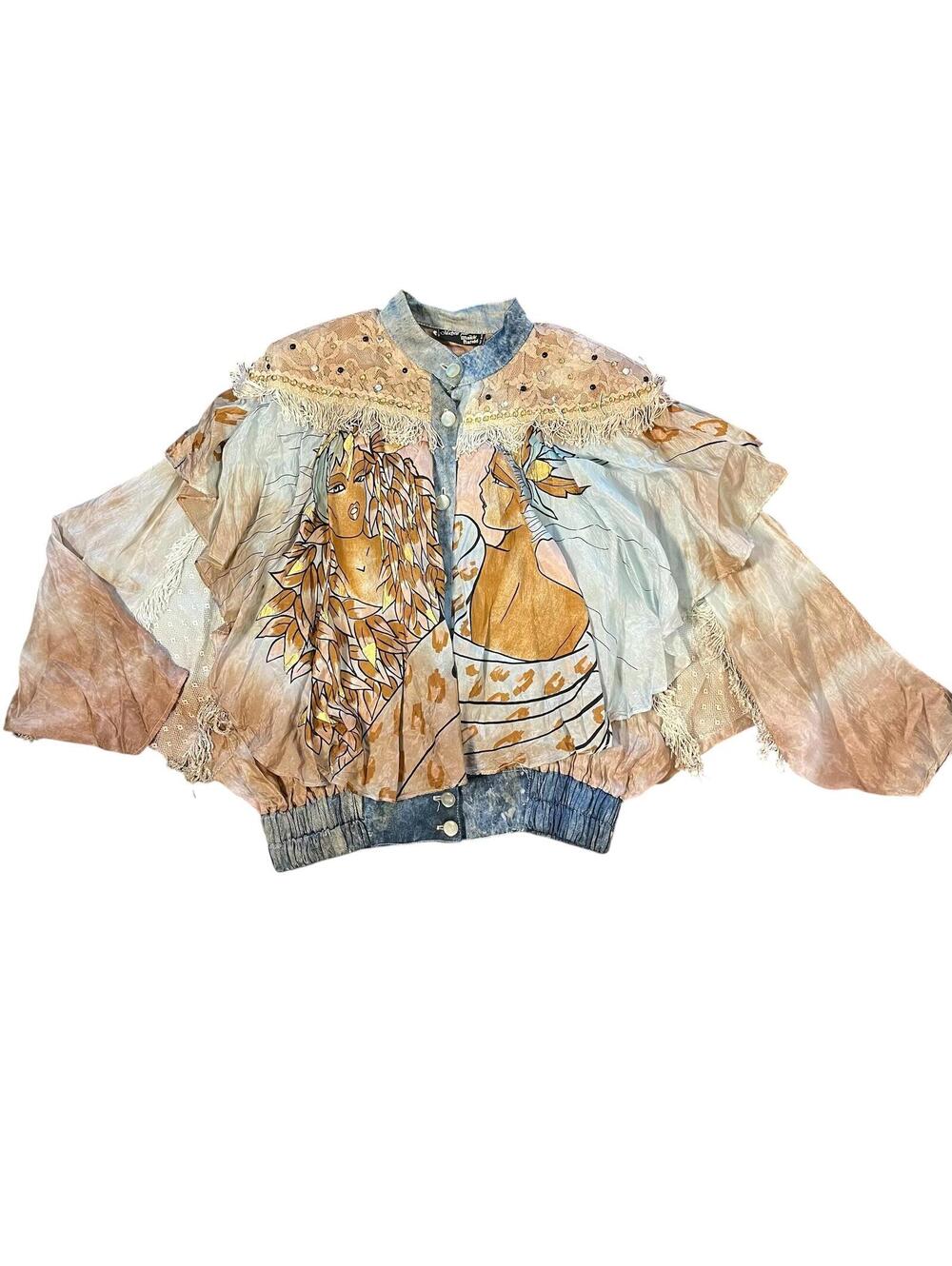 Michele Pour Maick Harold Paris Designer fairy-core vintage lace bomber - Picture 3 of 5